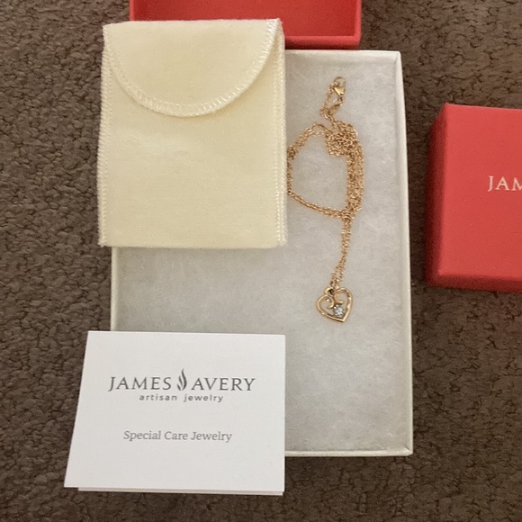 James Avery Fine Curb Chain with Remembrance Heart Birthstone Pendant 14k Gold - Picture 3 of 6